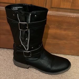 Diba Women's Black Vegan Leather Zipper Boots